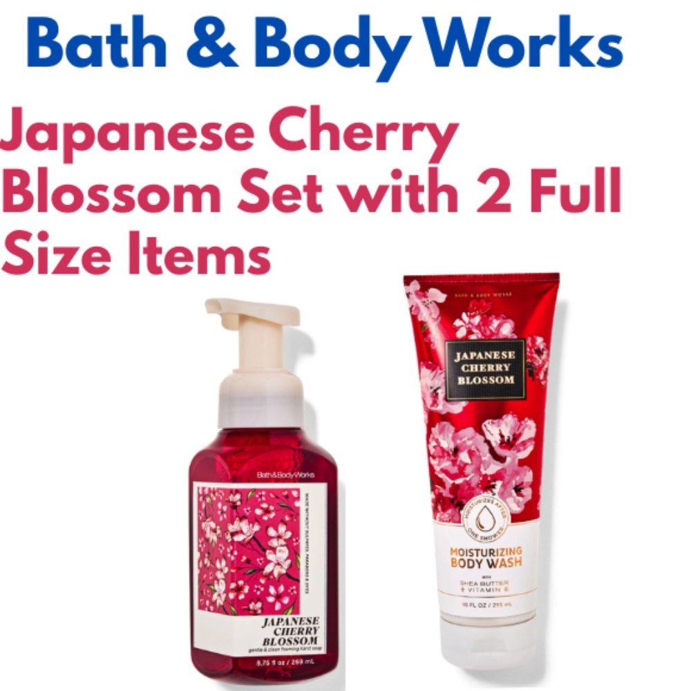 Two Japanese Cherry Blossom  - Full Size Moisturizing Body Wash & Foaming Soap